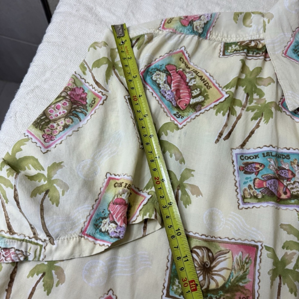 Kahala Shirt Mens XL Pale Yellow PalmTrees Hawaiian Aloha Popover Beach Vacation - Picture 8 of 9